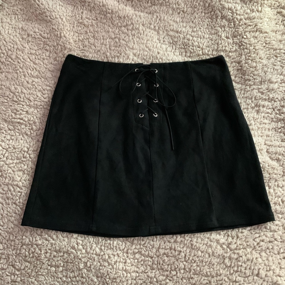Suede Lace up Skirt